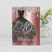 Chic roos Gold zilverglitter druppelt zoet 16 Kaart (Staand voorkant)