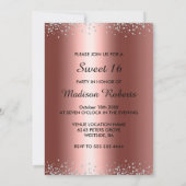 Chic roos Gold zilverglitter druppelt zoet 16 Kaart (Achterkant)