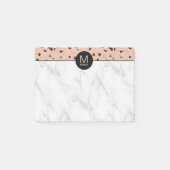 Chic Roos Goud en Marmeren Patroon met Monogram Post-it® Notes (Voorkant)
