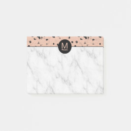 Chic Roos Goud en Marmeren Patroon met Monogram Post-it® Notes