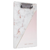 Chic Roos Goud en Wit Marmer Gepersonaliseerd Klembord (Rechts)