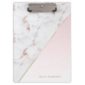 Chic Roos Goud en Wit Marmer Gepersonaliseerd Klembord (Voorkant)