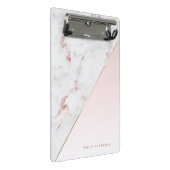 Chic Roos Goud en Wit Marmer Gepersonaliseerd Mini Klembord (Schuin)