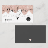 Chic roos goud glitter druppelt witte orde dank u visitekaartje (Voorkant / Achterkant)