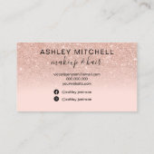 Chic roos goud glitter foto monogram make-up haar visitekaartje (Achterkant)