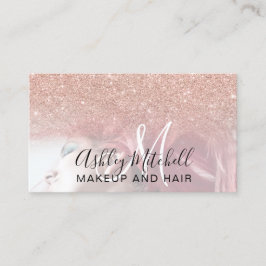 Chic roos goud glitter foto monogram make-up haar visitekaartje