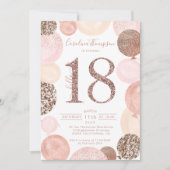 Chic roos goud glitter roze ballon foto 18th kaart (Voorkant)