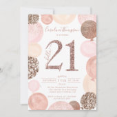 Chic roos goud glitter roze ballon foto 21st kaart (Voorkant)