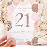 Chic roos goud glitter roze ballon foto 21st kaart<br><div class="desc">Een modern,  chic en elegant roos goud rangschikt 21e verjaardagsfeestdag met een moderne 21 typografie met roos gouden glitterroze ballonnen met handbeschilderde pastelroze,  roos gouden glitter,  sequenties,  bleke roze clusterballonnen met elegante calligrafie. Voeg je foto achteraan toe. Perfect voor de verjaardag van het prinsesthema</div>