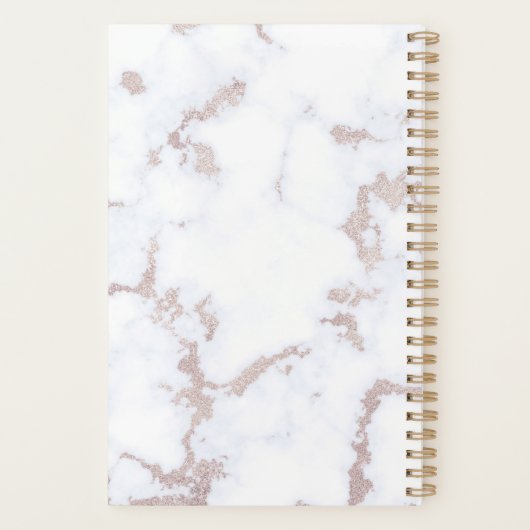 Chic Roos Goud Marmer Gepersonaliseerd Planner (Achterkant)