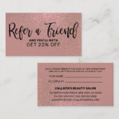 Chic Roos Goud Roze Glitter Gradient Typografie Aanbevelingskaartje (Voorkant / Achterkant)