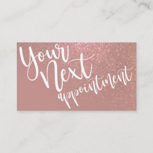Chic Roos Goud Roze Glitter Gradient Typografie Afsprakenkaartje