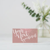 Chic Roos Goud Roze Glitter Gradient Typografie Afsprakenkaartje (Staand voorkant)