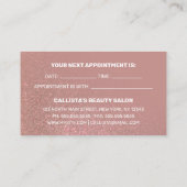 Chic Roos Goud Roze Glitter Gradient Typografie Afsprakenkaartje (Achterkant)