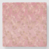 Chic Roos Goud Roze Tropische bladeren Stenen Onderzetter (Voorkant)