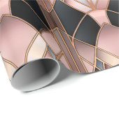 Chic Roos Goud Zwart Abstract Cadeaupapier (Rol Hoek)