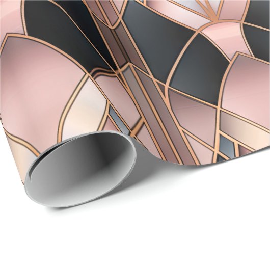 Chic Roos Goud Zwart Abstract Cadeaupapier (Rol Hoek)