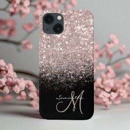 Chic Roos Goud & Zwart Monogram Case-Mate iPhone Case