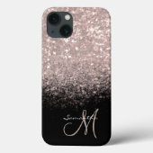 Chic Roos Goud & Zwart Monogram Case-Mate iPhone Case (Achterkant)