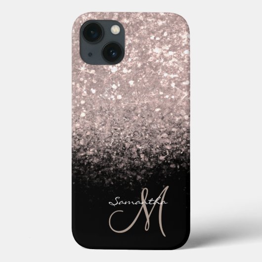 Chic Roos Goud & Zwart Monogram Case-Mate iPhone Case (Achterkant)