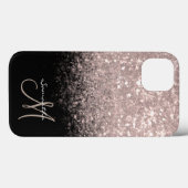 Chic Roos Goud & Zwart Monogram Case-Mate iPhone Case (Achterkant (horizontaal))