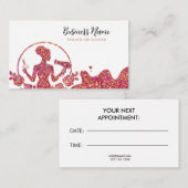 Chic Roos Gouden Glitter Bloemen Afsprakenkaartje (Voorkant / Achterkant)