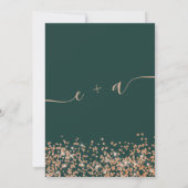 Chic roos gouden glitter confetti groene bruiloft kaart (Achterkant)