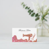 Chic Roos Gouden Glitter Haardroger Kapper Afsprakenkaartje (Staand voorkant)