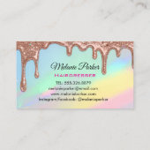 Chic Roos Gouden Glitter Holografische Kapsalon Visitekaartje (Achterkant)