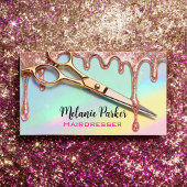 Chic Roos Gouden Glitter Holografische Kapsalon Visitekaartje