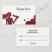 Chic Roos Gouden Glitter Lady Kapper Afsprakenkaartje (Voorkant / Achterkant)