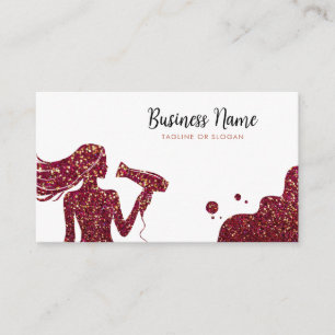 Chic Roos Gouden Glitter Lady Kapper Afsprakenkaartje