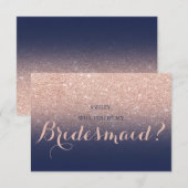 Chic roos gouden glitter marineblauw zijn mijn bru kaart (Voorkant / Achterkant)