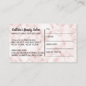 Chic Roos Gouden Glitter Marmeren Cadeaubon Visitekaartje (Achterkant)