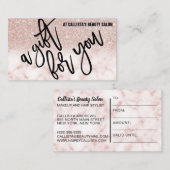 Chic Roos Gouden Glitter Marmeren Cadeaubon Visitekaartje (Voorkant / Achterkant)