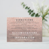 Chic roos gouden glitter rustieke houten details b kaart (Staand voorkant)