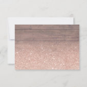 Chic roos gouden glitter rustieke houten details b kaart (Achterkant)