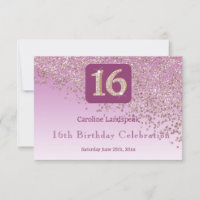 Chic Roos Gouden Glitter, Zestien Verjaardag RSVP