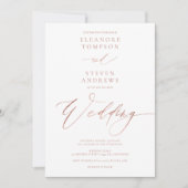 Chic roos gouden kalligrafie luxe witte bruiloft kaart (Voorkant)