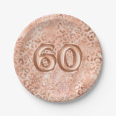Chic Roos Gouden Luipaard Print 60ste Verjaardag Papieren Bordje (Voorkant)