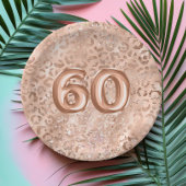 Chic Roos Gouden Luipaard Print 60ste Verjaardag Papieren Bordje