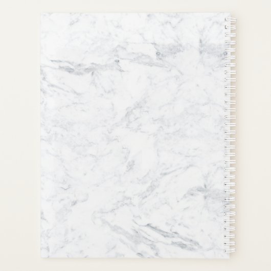 Chic roos gouden nagels typografie marmerbenoeming planner (Achterkant)