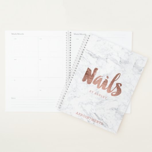 Chic roos gouden nagels typografie marmerbenoeming planner (Display)