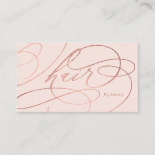 Chic roos goudfolie haar bloeit roze typografie visitekaartje