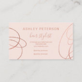 Chic roos goudfolie haar bloeit roze typografie visitekaartje (Achterkant)