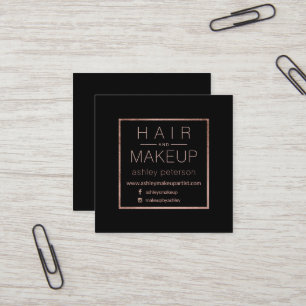 Chic roos met eenvoudige haarmake-up goud zwart zw vierkante visitekaartje