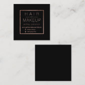 Chic roos met eenvoudige haarmake-up goud zwart zw vierkante visitekaartje (Voorkant / Achterkant)