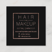 Chic roos met eenvoudige haarmake-up goud zwart zw vierkante visitekaartje (Voorkant)