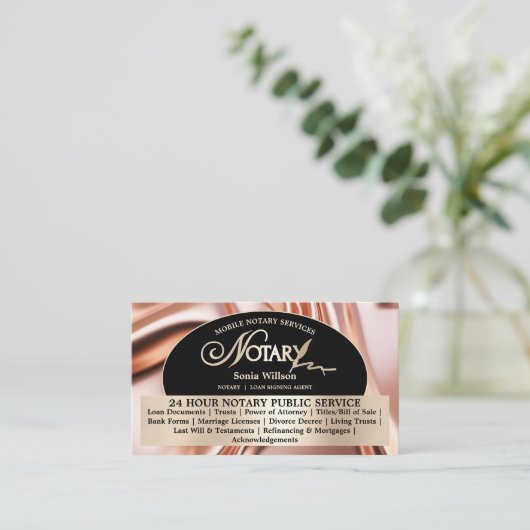 Chic Roos Mobiele Notaris & Lening Ondertekening A Visitekaartje (Staand voorkant)