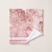 Chic Roos Roze Crystal Monogram Naam Marble Agate Bad Handdoek (Wasdoekje)